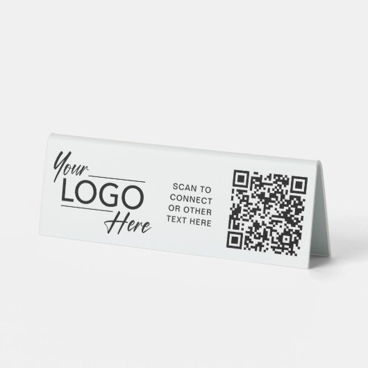 Plaque De Table Logo de société moderne Code QR (Verso)