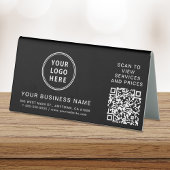 Plaque De Table Logo de société moderne Code QR Noir