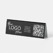 Plaque De Table Logo de société moderne Code QR Noir (Verso)