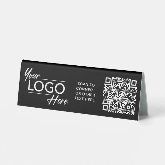 Plaque De Table Logo de société moderne Code QR Noir (Verso)