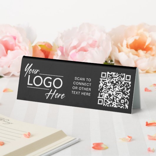 Plaque De Table Logo de société moderne Code QR Noir (In SItu (Mariage))