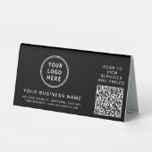 Plaque De Table Logo de société moderne Code QR Noir (Recto)
