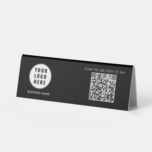 Plaque De Table Logo de société moderne Code QR simple Employés (Recto)