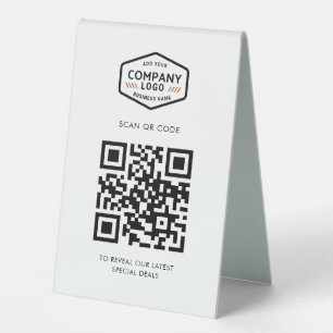 Plaque De Table Logo de société moderne et code QR minimaliste