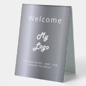 Plaque De Table Logo d'entreprise argenté ouvert fermé (Recto)