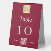 Plaque De Table Logo d'entreprise blanc Bourgogne Numéro de table (Recto)