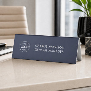 Plaque De Table Logo d'entreprise Bureau de manager moderne bleu