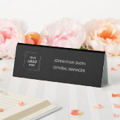Plaque De Table Logo d'entreprise | Bureau moderne noir profession (In SItu (Mariage))