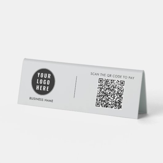 Plaque De Table Logo d'entreprise Code QR moderne personnalisé (Recto)