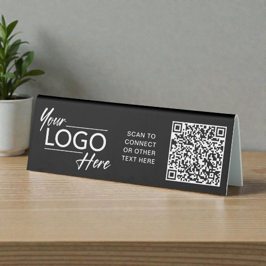 Plaque De Table Logo d'entreprise Code QR Noir