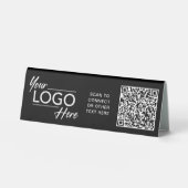 Plaque De Table Logo d'entreprise Code QR Noir (Recto)