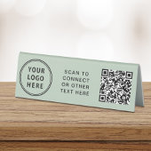 Plaque De Table Logo d'entreprise Code QR Vert Sauge