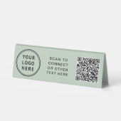 Plaque De Table Logo d'entreprise Code QR Vert Sauge (Verso)