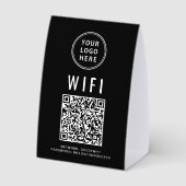 Plaque De Table Logo d'entreprise code QR Wifi Noir (Verso)