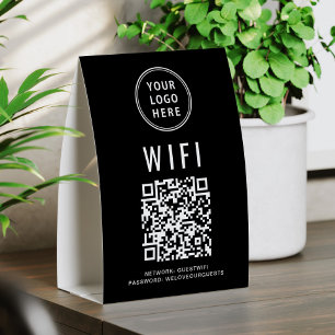 Plaque De Table Logo d'entreprise code QR Wifi Noir