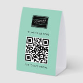 Plaque De Table Logo d'entreprise et code QR personnalisé (Verso)