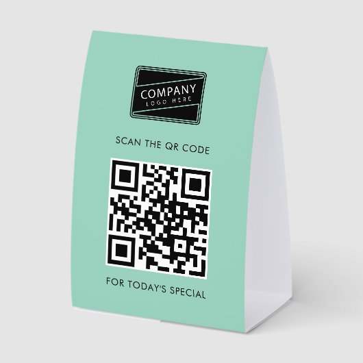 Plaque De Table Logo d'entreprise et code QR personnalisé (Recto)