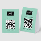 Plaque De Table Logo d'entreprise et code QR personnalisé (Recto/verso)