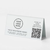 Plaque De Table Logo d'entreprise moderne Code QR (Verso)