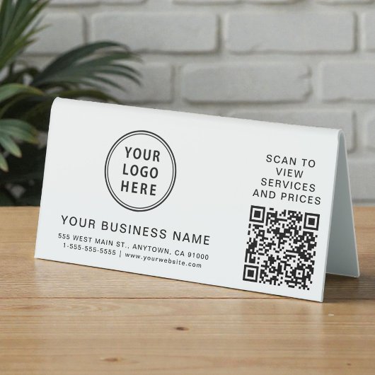 Plaque De Table Logo d'entreprise moderne Code QR