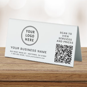 Plaque De Table Logo d'entreprise moderne Code QR