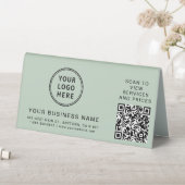 Plaque De Table Logo d'entreprise moderne QR Code Sage Green (En SItu (Tableau))