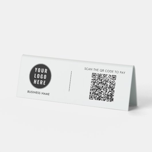 Plaque De Table Logo d'entreprise moderne Simple QR Code Société (Recto)