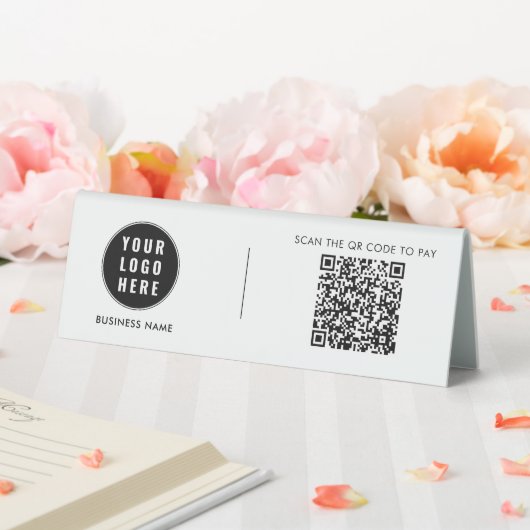Plaque De Table Logo d'entreprise moderne Simple QR Code Société (In SItu (Mariage))