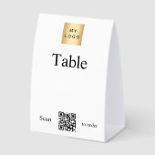 Plaque De Table Logo d'entreprise noir blanc code QR numéro de tab (Recto)