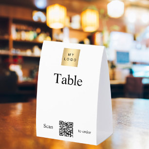 Plaque De Table Logo d'entreprise noir blanc code QR numéro de tab