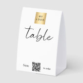 Plaque De Table Logo d'entreprise noir blanc code QR numéro de tab (Verso)
