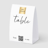 Plaque De Table Logo d'entreprise noir blanc code QR numéro de tab (Recto)