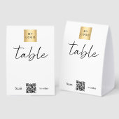 Plaque De Table Logo d'entreprise noir blanc code QR numéro de tab (Recto/verso)