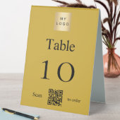 Plaque De Table Logo d'entreprise noir or QR code numéro de table (En SItu (Tableau))