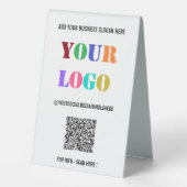 Plaque De Table Logo d'entreprise personnalisé Texte Code QR Table (Verso)