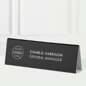 Plaque De Table Logo d'entreprise | Plaque de nom de bureau noir m
