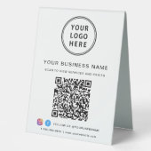 Plaque De Table Logo d'entreprise QR Code Médias sociaux (Recto)