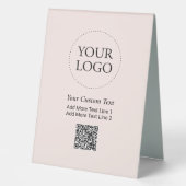 Plaque De Table Logo d'entreprise simple rose QR Code promotionnel (Recto)
