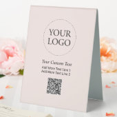 Plaque De Table Logo d'entreprise simple rose QR Code promotionnel (In SItu (Mariage))