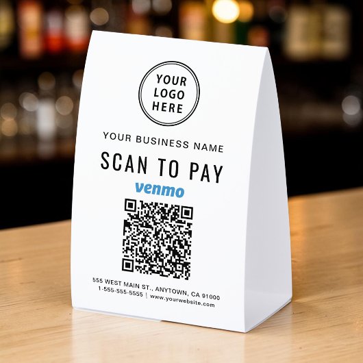 Plaque De Table Logo d'entreprise Venmo Code QR Scan Paiement