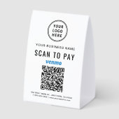 Plaque De Table Logo d'entreprise Venmo Code QR Scan Paiement (Verso)