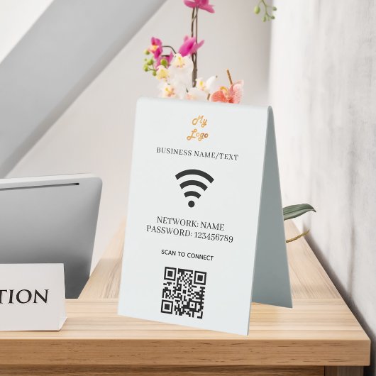 Plaque De Table Logo d'entreprise wifi code qr scan pour se connec