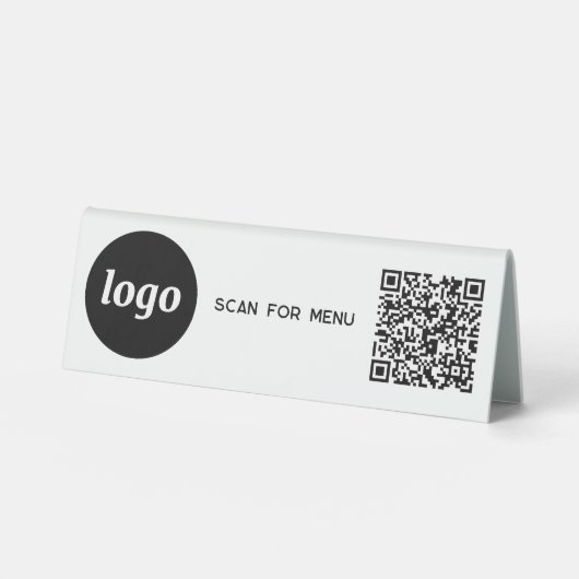 Plaque De Table Logo du code QR Analyse d'entreprise pour le menu (Recto)
