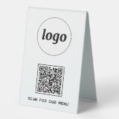 Plaque De Table Logo du code QR Analyse d'entreprise pour le menu (Recto)
