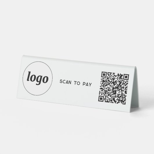 Plaque De Table Logo du code QR Analyse d'entreprise pour payer (Recto)