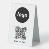 Plaque De Table Logo du code QR Analyse d'entreprise pour payer (Recto)
