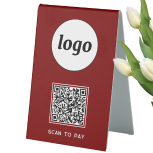 Plaque De Table Logo du code QR Analyse d'entreprise pour payer le