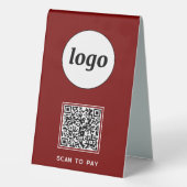 Plaque De Table Logo du code QR Analyse d'entreprise pour payer le (Verso)