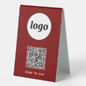Plaque De Table Logo du code QR Analyse d'entreprise pour payer le (Recto)