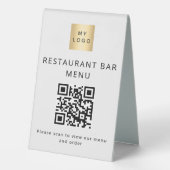 Plaque De Table Logo du menu de numérisation de bar du café du res (Verso)